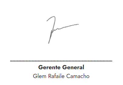 Firma de gerente general Glem Rafaile Camacho